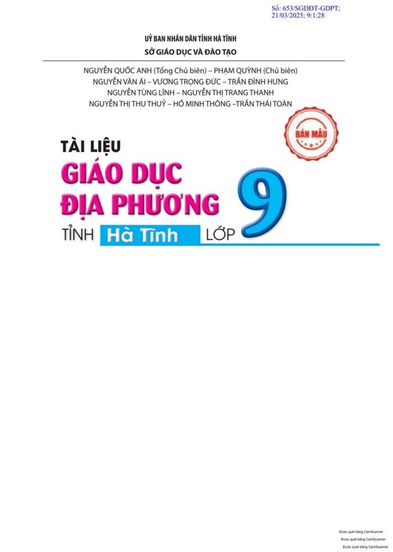 Giáo dục địa phương 9 - Hà Tĩnh