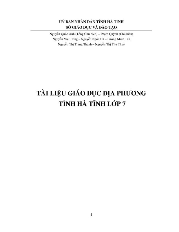 Giáo dục địa phương 7 - Hà Tĩnh