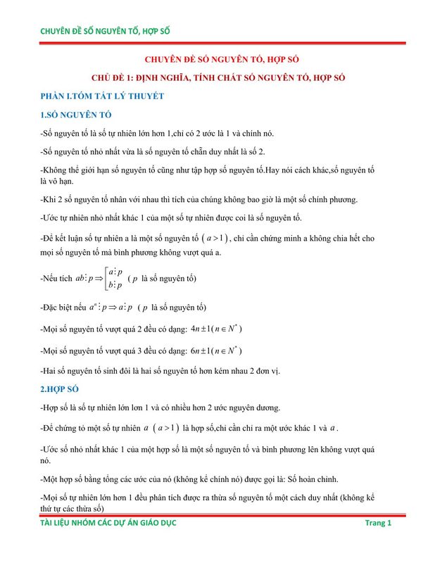 Chuyen de so nguyen to va hop so on thi hoc sinh gioi toan 6