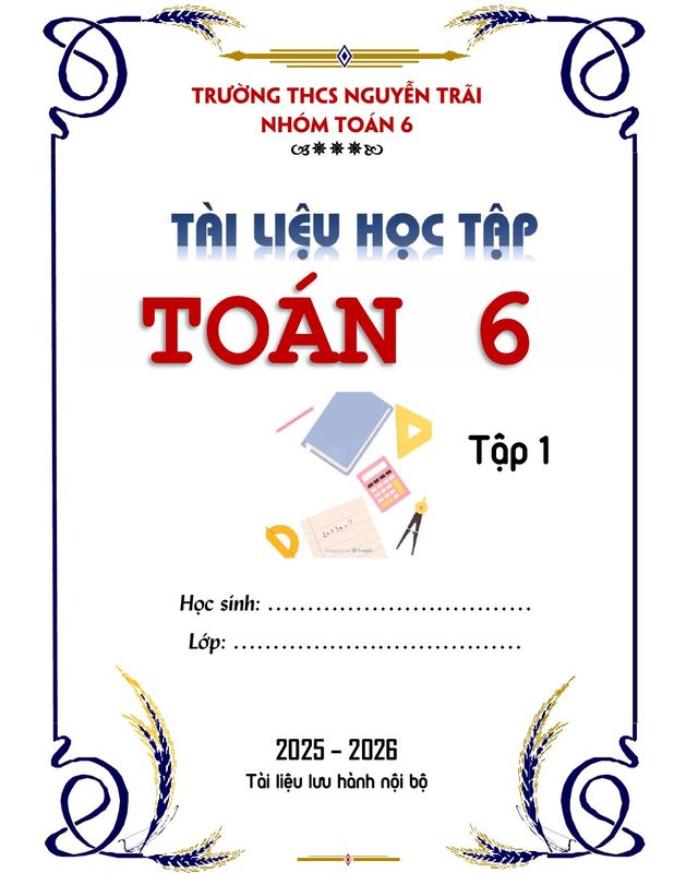 Tài Liệu Học Tập Toán 6 Học Kỳ 1 Năm Hoc 2025 2026