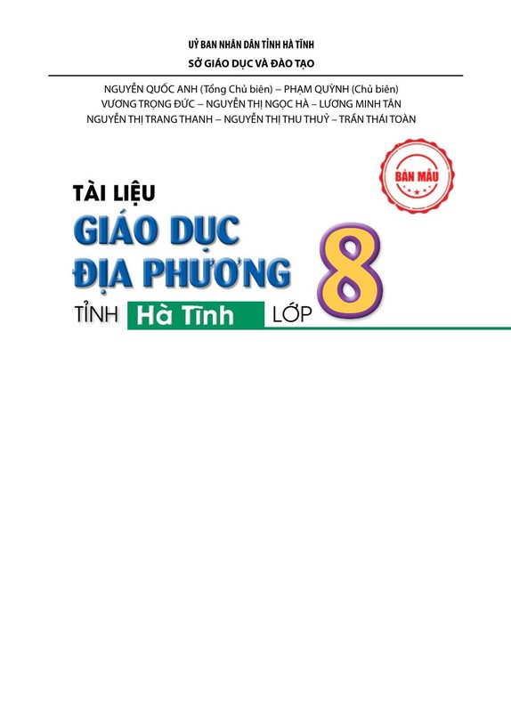 Giáo dục địa phương 8 - Hà Tĩnh