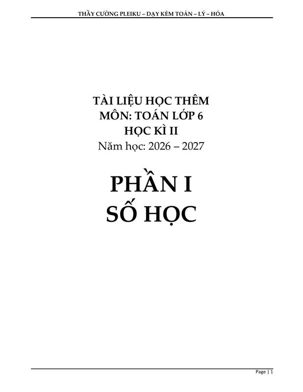 Tài liệu học thêm môn toán lớp 6 HK2