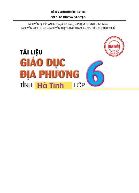 Giáo dục địa phương 6 - Hà Tĩnh