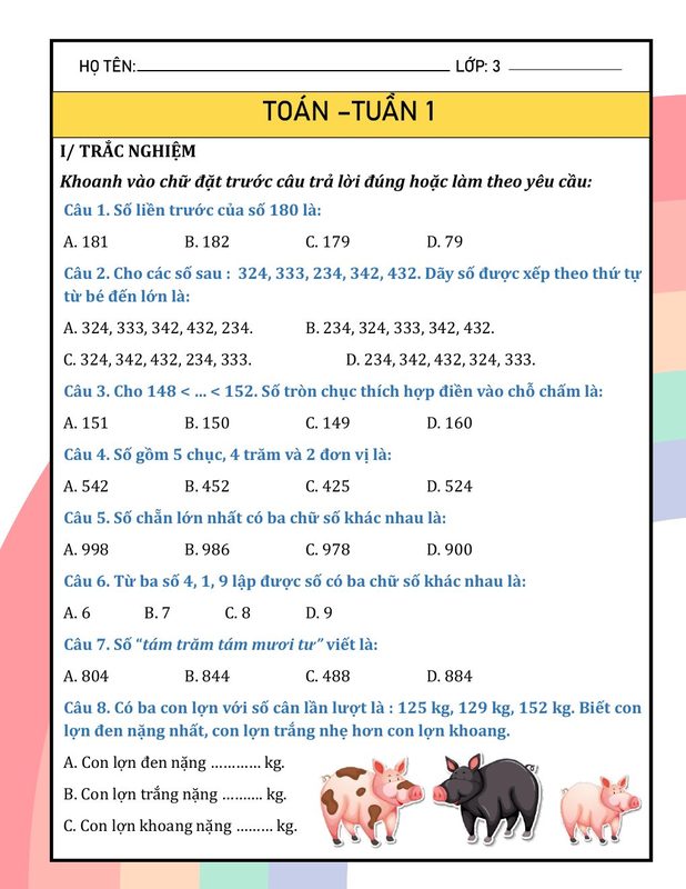 BTCT lớp 3 TOÁN KNTT CẢ NĂM