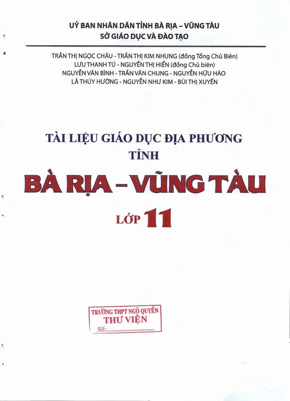 Giáo dục địa phương 11 - Bà Rịa Vũng Tàu